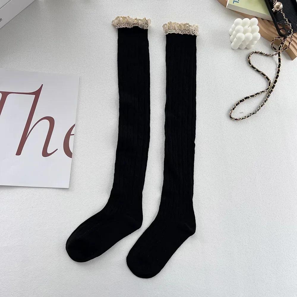 Sexy Lace Long Socks Women Lolita Over Knee Thigh High Sock Knit Thigh High Up Stockings Girls Thermal Warm Tall Tube Leggings