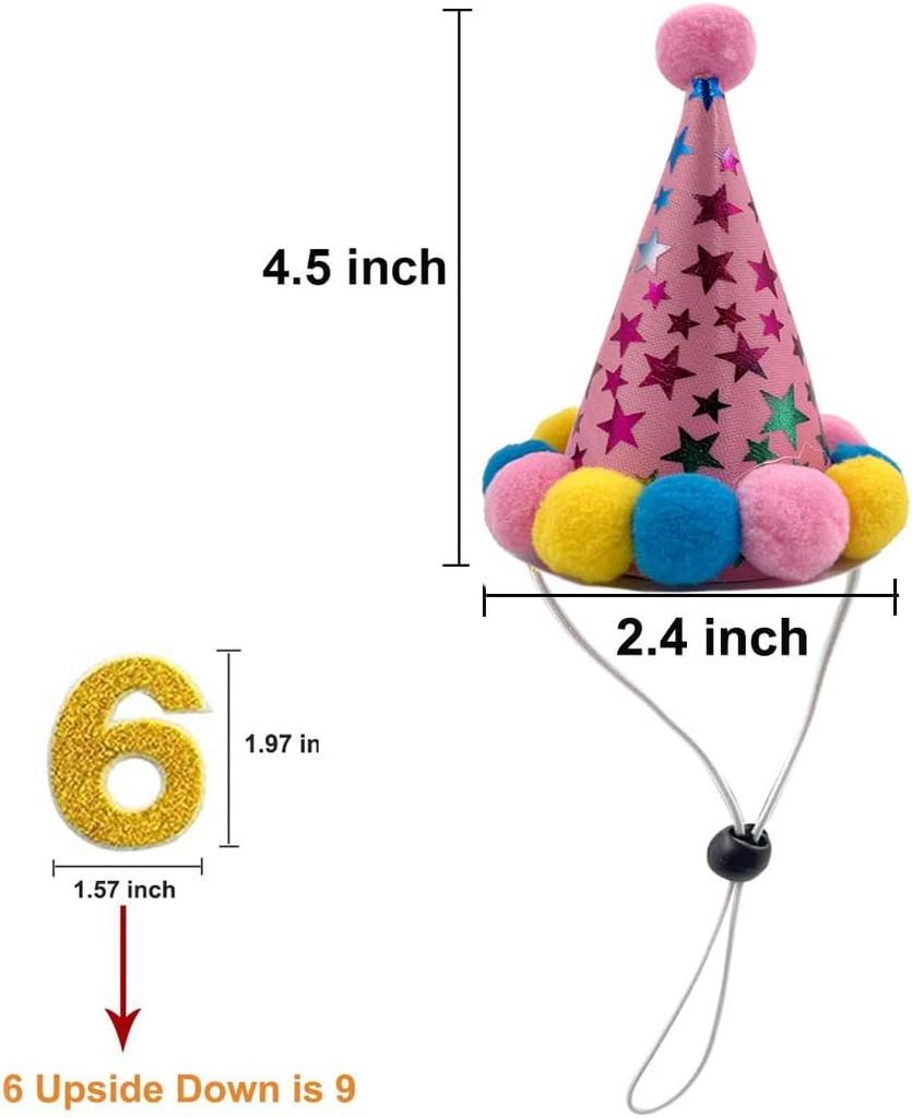 Pet Birthday Hat Scarf Set Adjustable, Cat/Dog Birthday Supplies Mini Pet Saliva Towel Cat/Dog Supplies