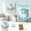 Dolphin Embroidery Kit for Beginners, Hand Stitching Set with 20cm Hoop, Scissors, Threader, Living Room Wall Decor