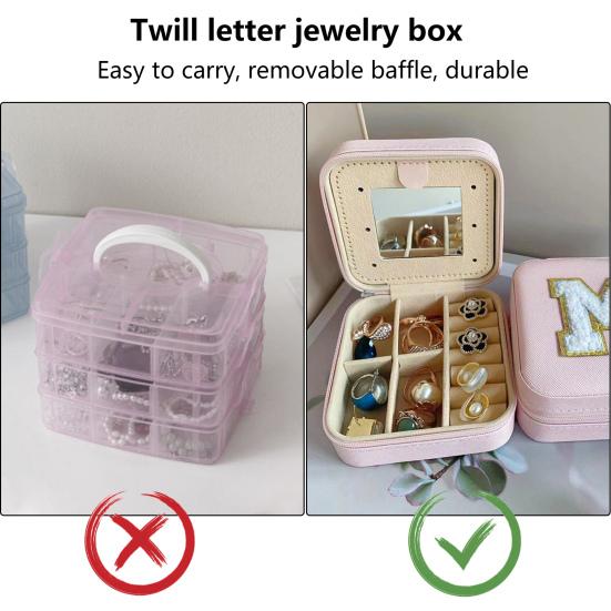 Scatola Organizer per Gioielli Decorazione Alfabetica Multi Scomparti Custodia per Gioielli Orecchini Collane con Specchio Articoli per la Casa