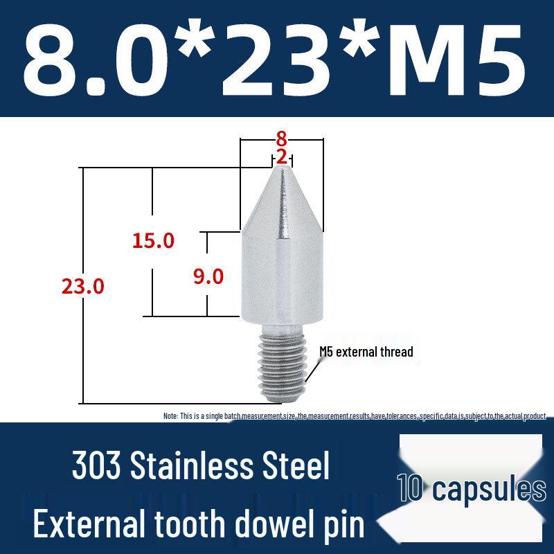 Stainless Steel External Thread Dowel Pin with Tapered/Round/Flat Head, Locating Column M3/M4/M5/M6