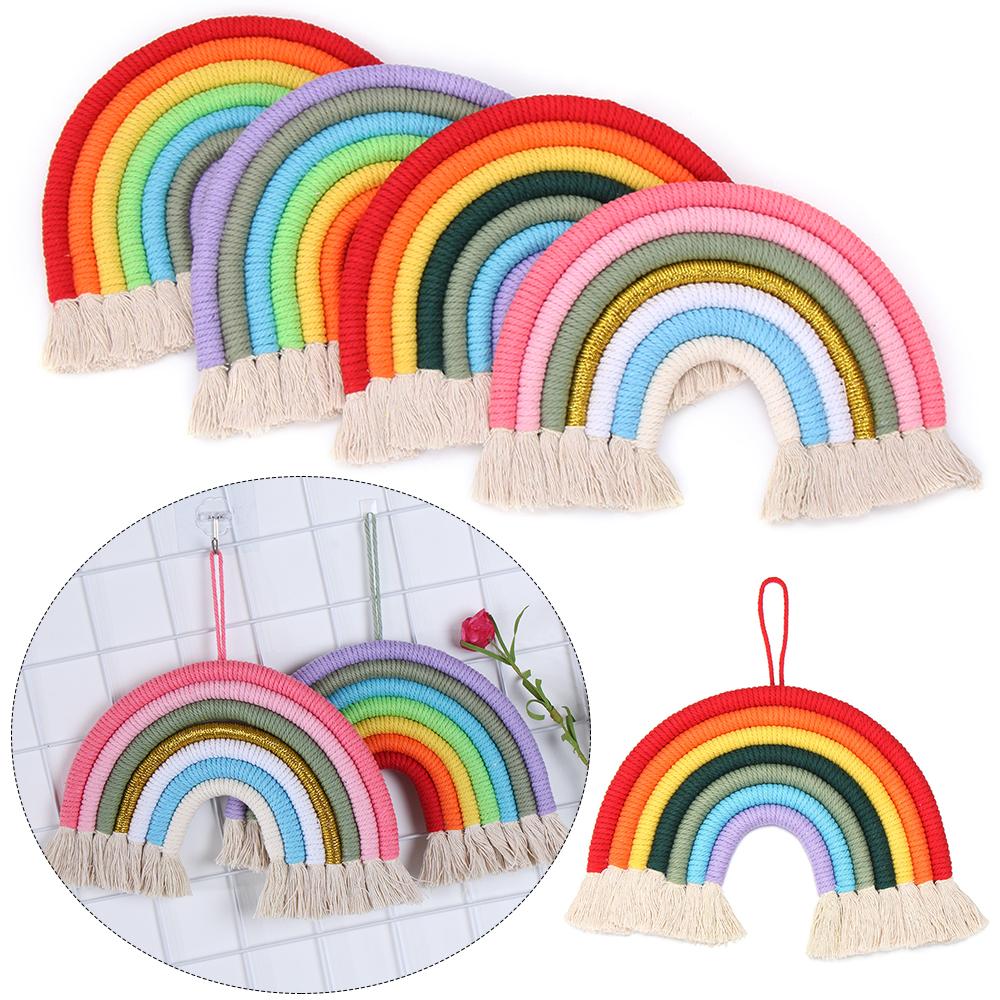 

Фотореквизит Ручная работа Тканые изделия Настенный гобелен Радужный гобелен Макраме Кисточка