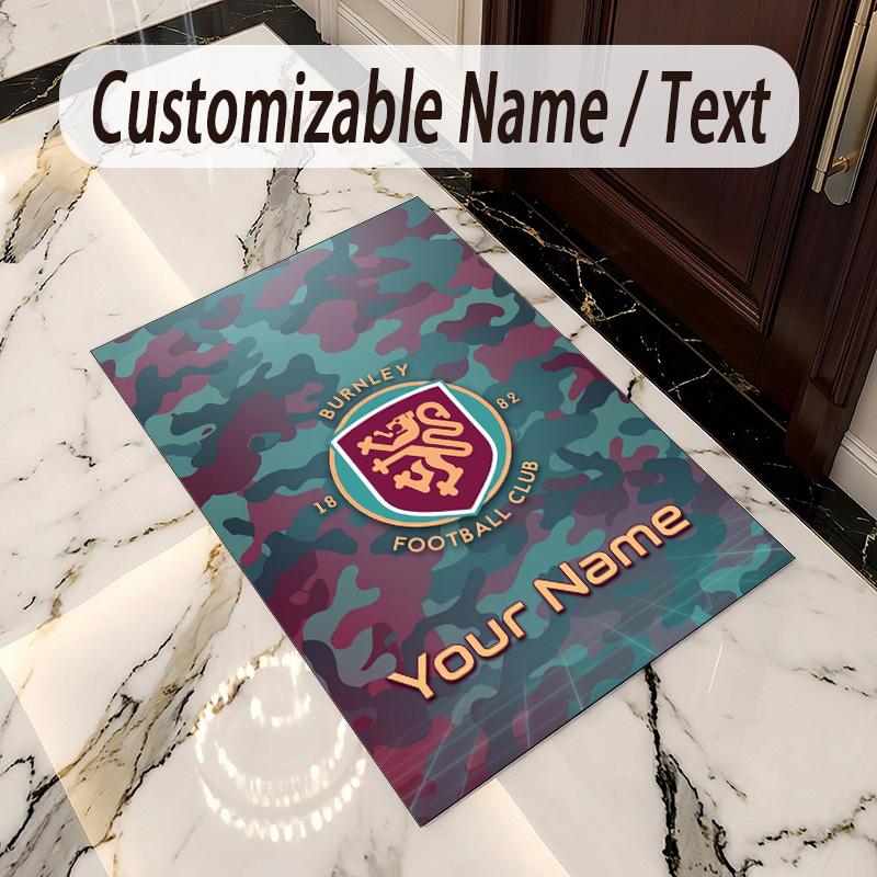 Crystal Velvet Rug Burnley Football Print Custom Name Text Floor Mat Home Decor