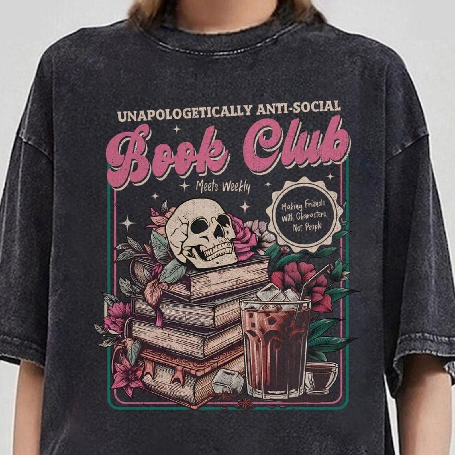 Anti-social Book Club Comfort Colors Shirt for Introverted Romance Reader Antisocial Book Club, Bookworm Shirt, Reading Tee, Introvert Shirt S