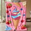 Summer Ice Cream Delight Theme blanket Lightweight Warm Flannel Blanket Decorative Throw Blanket for Home Decoration