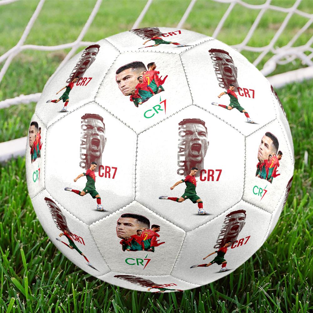 Ronaldo's Dynamic Leap Size 5 Soccer Ball Machine-Stitched Indoor/Outdoor Universal Football Soccer Accessory