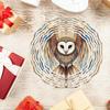Owl-Design Metal Windmill Garden Decor – Dual-Direction Spinning Wind Chime, White Face & Owl Art, Outdoor Hanging Ornament – Easy