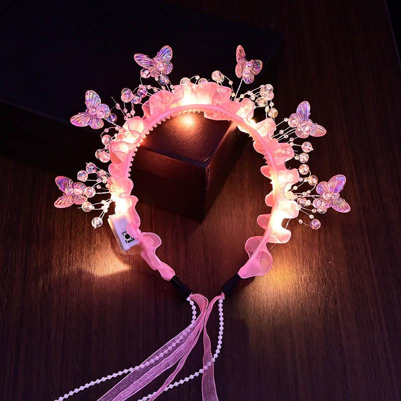 

Glow Butterfly Hair Clip – LED Light Up Headband for Concerts & Photoshoots, USB Rechargeable (Rose Gold)
