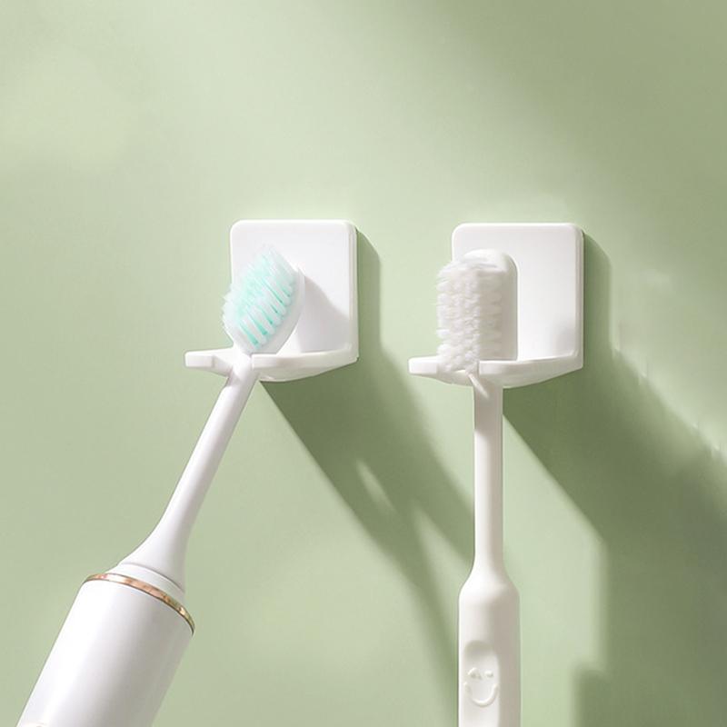 4PCS Toothbrush Holder Wall Mounted Electric Toothbrush Storage Rack Bathrooms Self Adhesive Single Hook Hanging Key Plug Holder