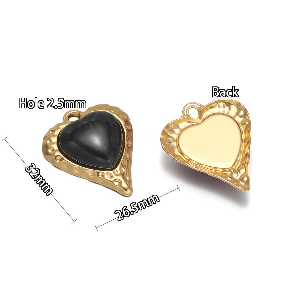4pcs Stainless Steel Artificial Stone Heart Charms for DIY Bohemian Jewelry Findings Necklace Pendants Vintage Earrings Making
