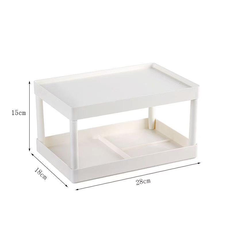 White Double-Layer Stackable Desktop Organizer and Storage Rack