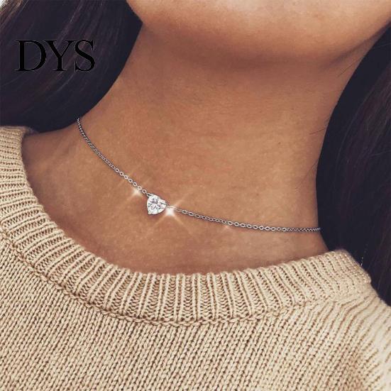 Eleganckie kobiety Serce Rhinestone Wisiorek Łańcuszek Naszyjnik Obojczyk Choker Prezent