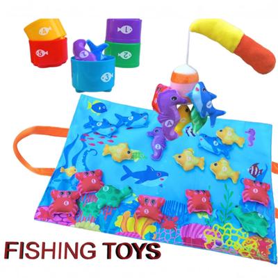 Toddler Toys Boys & Girls Birthday Gift Toys 1-3 Years Old Toddlers 10-in-1 Cloth Fishing Game Fabric Fishing Toys