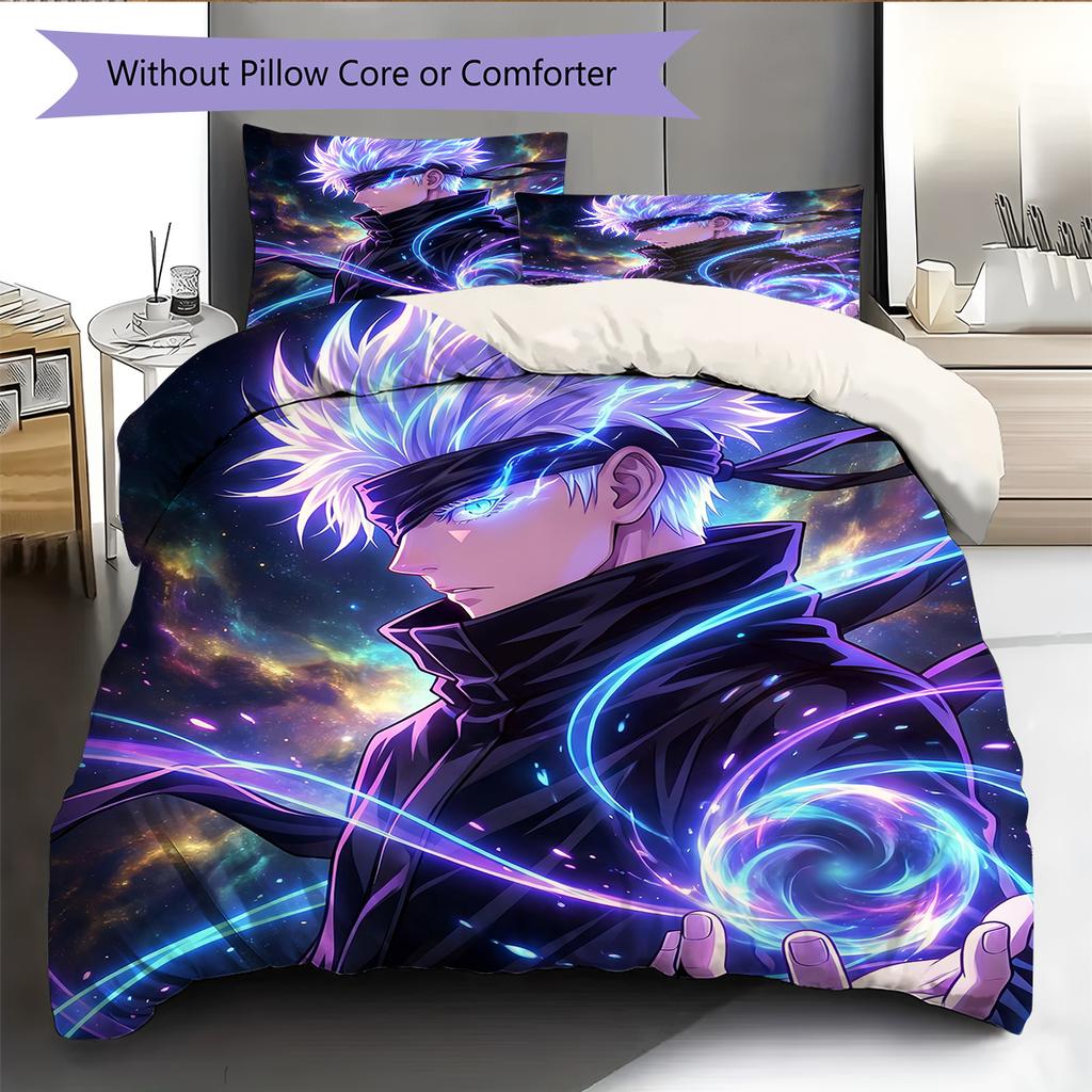 Satoru Gojo Pattern Bedding Quilt Set  Home Decoration  Gift (1 * duvet cover + 2 * pillowcase  without core)