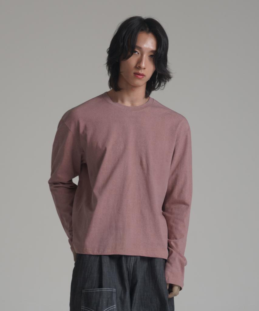 Noming Loose Fit Cropped Pigment Long Sleeve - Burgundy