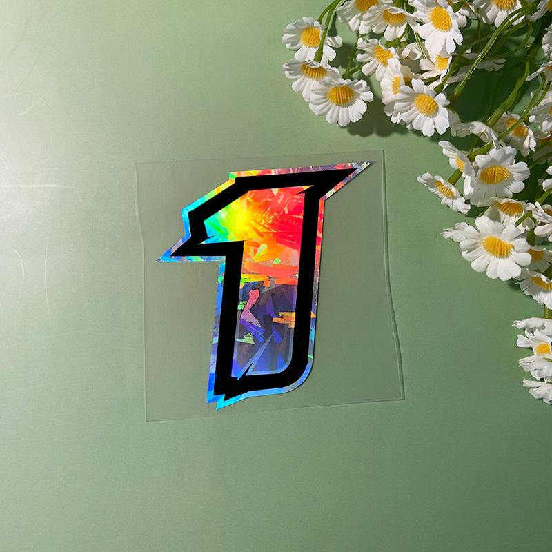 1PC Holographic Carbon Arabic Numerals Motorcycle Sticker Waterproof for Motorbike Fuel Tank Windshield Scooter Bike Vinyl Decal