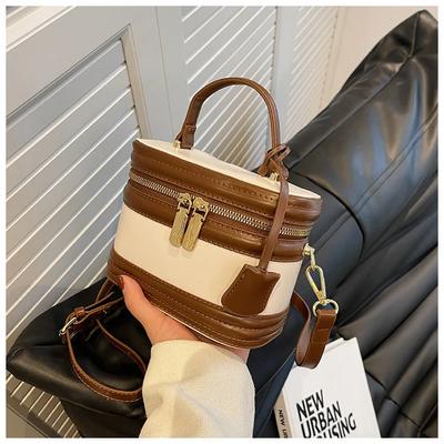 Square PU Leather Shoulder Bags for Women Elegant Retro Mini Cell Phone Bags Bucket Bag Texture