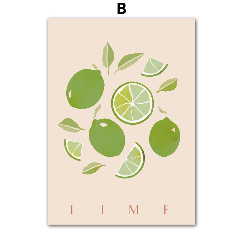 Grapefruit Raspberry Cherry Banana Lemon Posters And Prints Canvas Painting Nordic Wall Art Pictures For Kitchen Room Decor