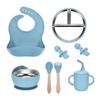 Children's Feeding Tableware Set: Stainless Steel Divided Plate with Food-Grade Silicone Suction Bowl and Spoon