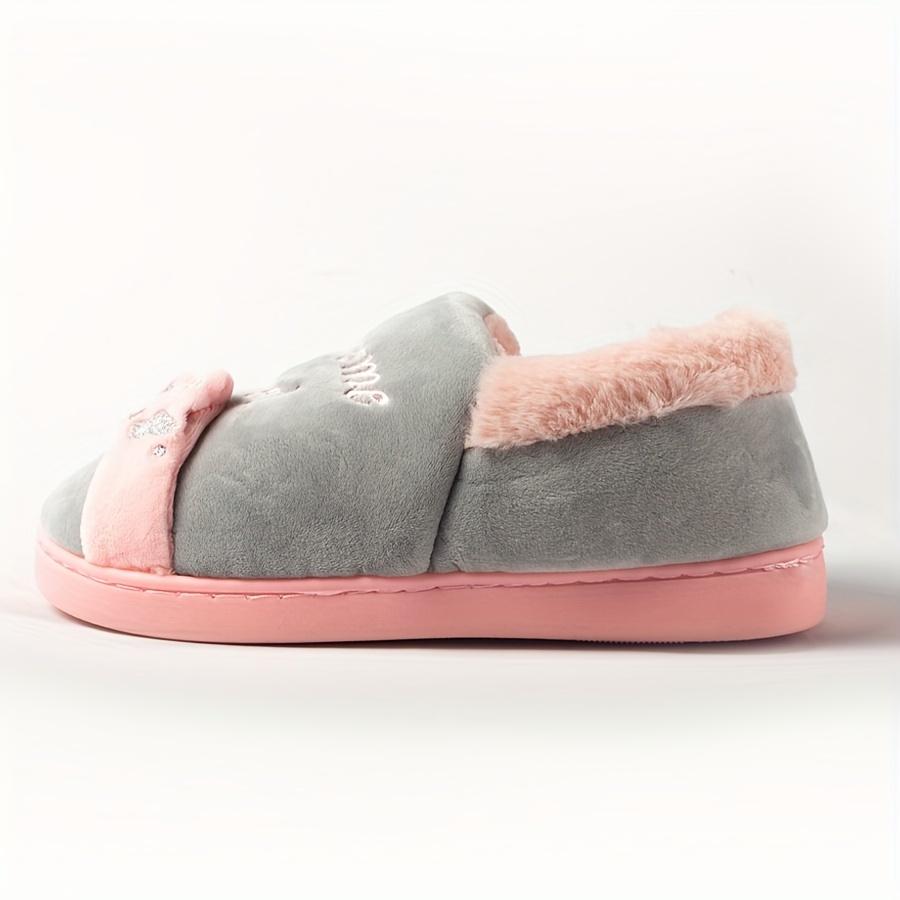 Cozy Women'S Winter Slippers with Cute Cat Design Soft Plush Fabric Thick Sole