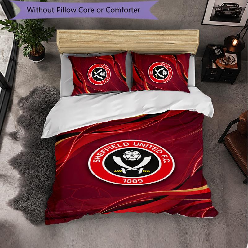 Sheffield United Fotbalový 3dílný povlak na peřinu a polštářky Měkká sada povlaků na peřinu s povlaky na polštáře Tištěná sada dekorace do ložnice pro domov