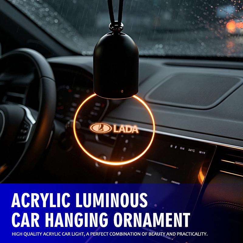 Glowing Acrylic Car LED Light Hanging Auto Interior Accessories For Lada Niva Priora 4x4 Urban Vesta Granta Riva Samara ZZ15