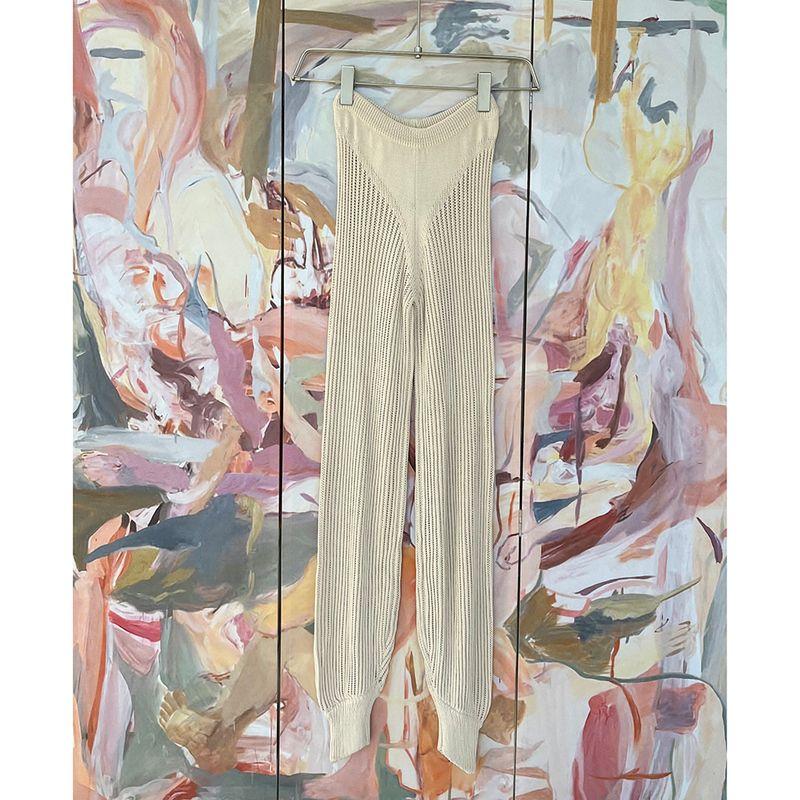 

Export Original RUV * E Lura Knitted Trousers Ankle-Tied Bloomers Wool Woven Stretch Outer Wear Underwear Pants Rice White M