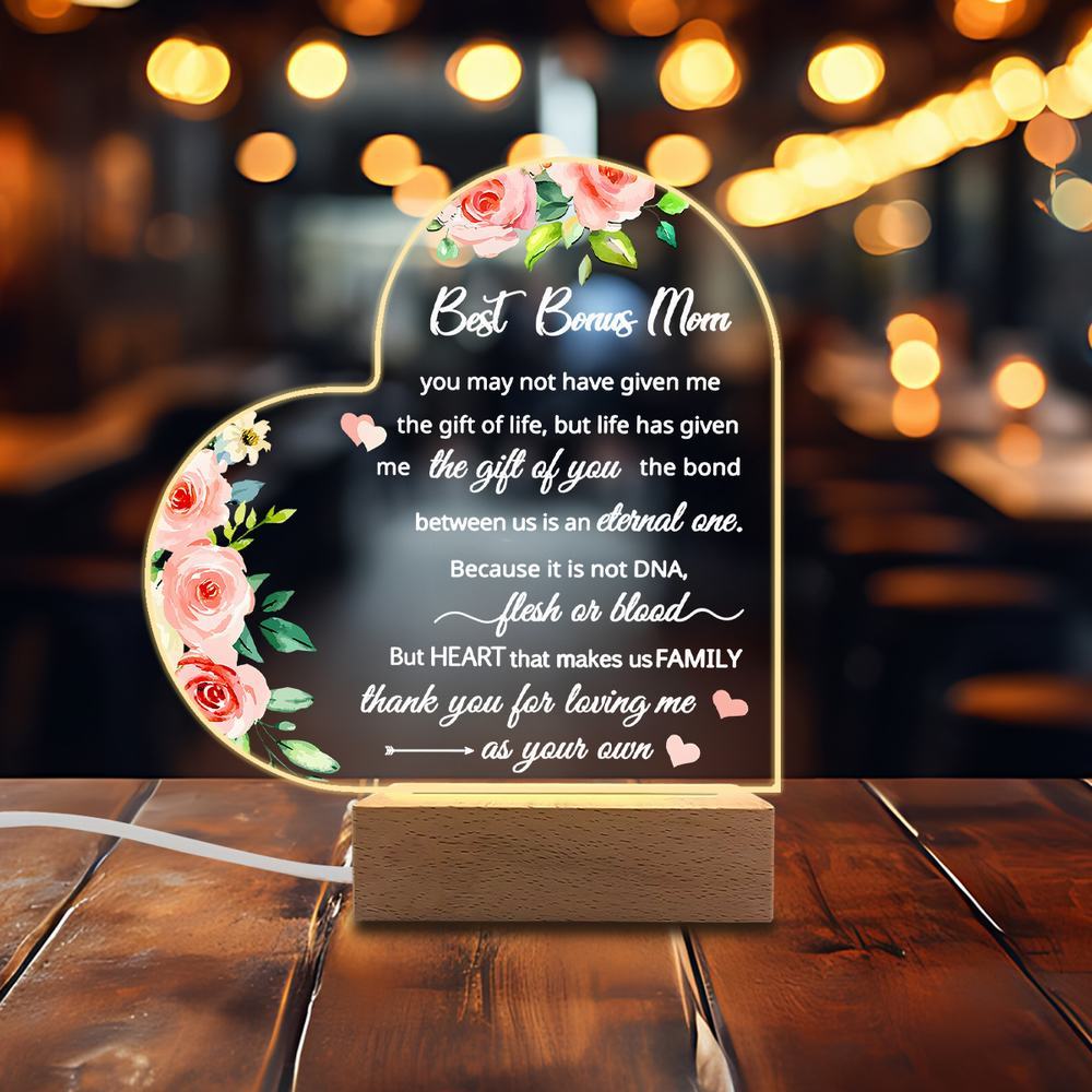 1PC Acrylic Luminous Decor Photography Accessories, USB Base, Stepmother Gift, Mother's Day/Birthday Figurines