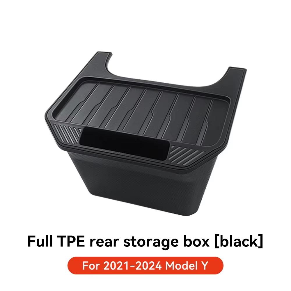 Yz For Tesla Model 3 Higland Y Juniper   Rear Storage Box With Lid Garbage Traycenter Console Organizer Car Accessories
