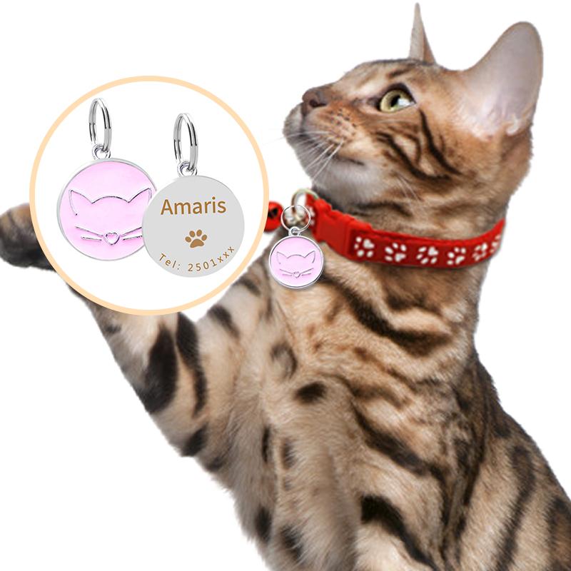 Personalized Pet Collar Free Engraved Name Tel ID Tags Customized Pet Necklace For Cats Dog Tag kitten Accessories Anti-lost