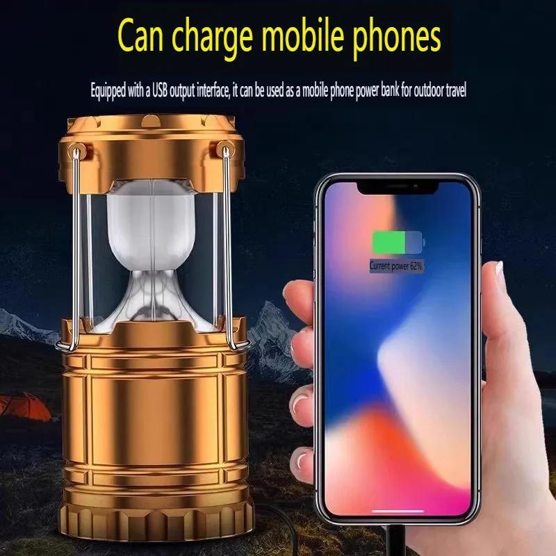 Rechargeable Solar LED Portable Multifunctional Torch Lamp Flame Flashlight Emergency Outdoor Hiking Tent Hanging Camping Light