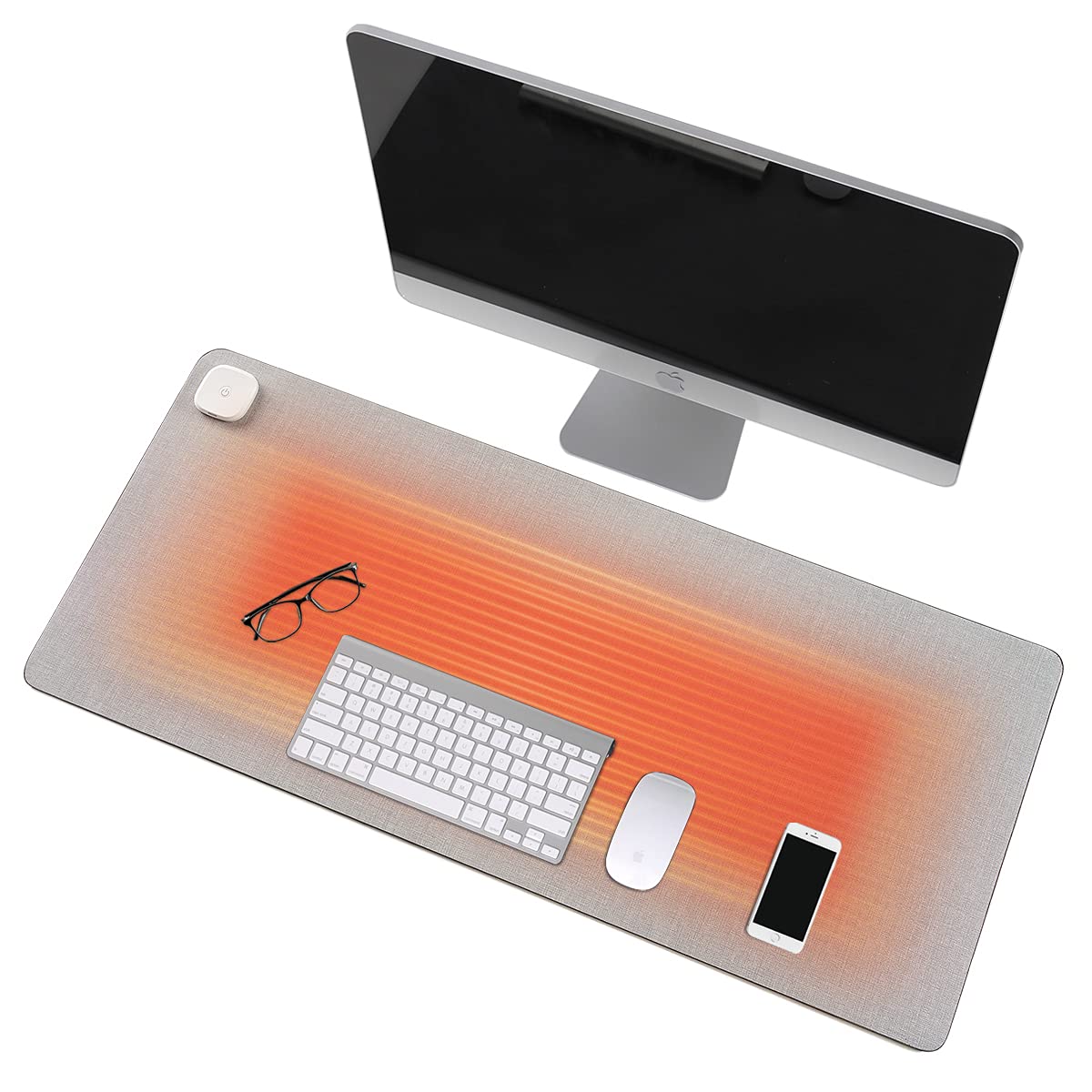 

TEMGCO Desk Mat Heated Mouse Pad 3 Level Temperature Adjustment with 4 Hour Timer PU Leather Electric Heated Mouse Pad Waterproof Desk Mat for Office
