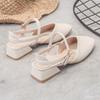 Baotou Grandma Shoes Are Simple, Daily Back Empty Sandals Are Widened, and the Heel Is Not Buckled. Thick Heel Single Shoes for Women's Summer.
