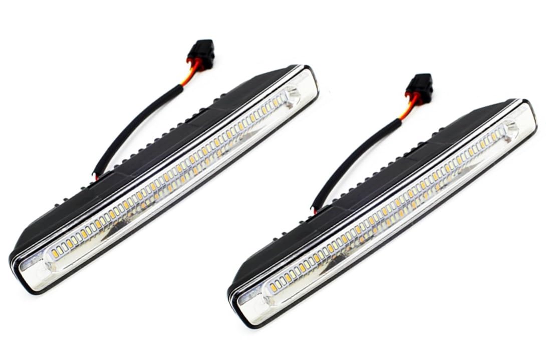 

Automotive LED Sequential Turn Signals with Interlocking Daytime Running White and Amber Twin Set of 36 Aftermarket Lights, Color, 2, Multi-Function,