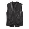 Plus Size Women's Sleeveless PU Leather Vest & Short Cardigan Jacket