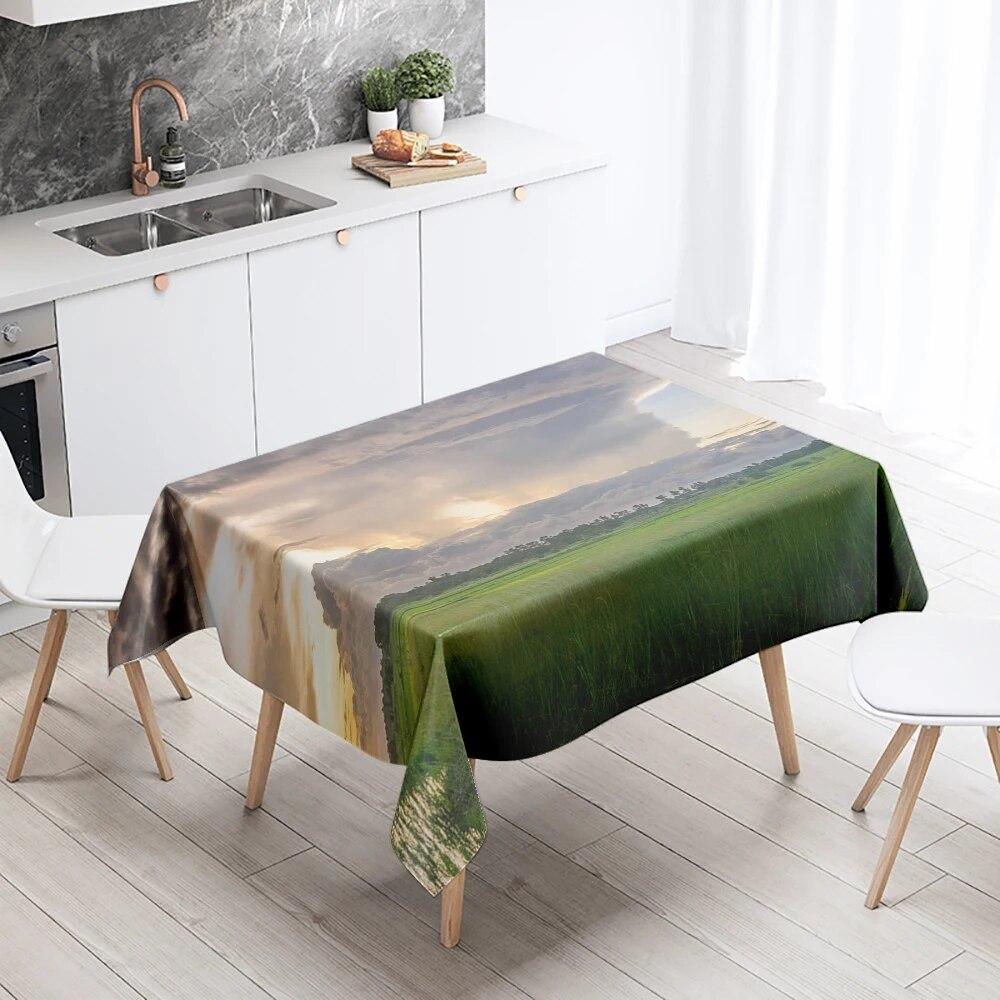 Natural Storm Tablecloth Party Restaurant Banquet Decoration Stain Resistant Waterproof  Home Table