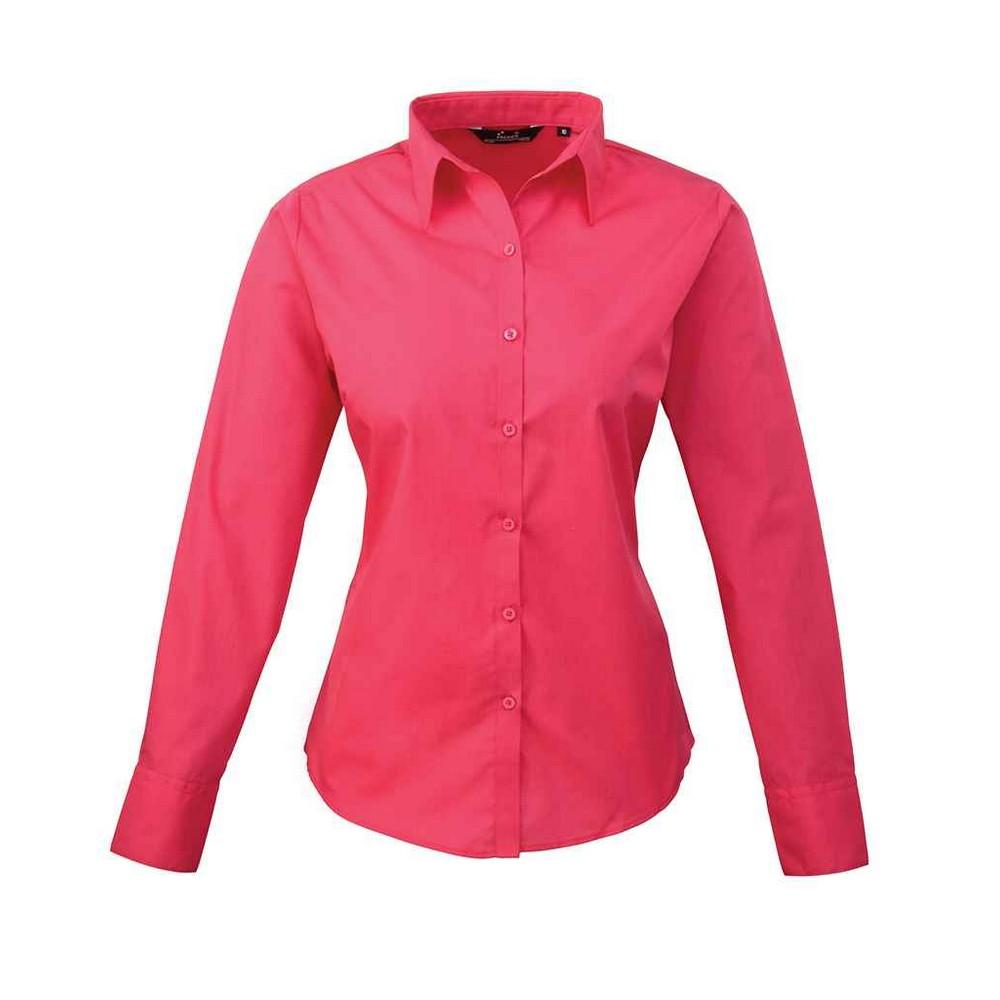 Premier Womens/Ladies Poplin Long-Sleeved Blouse