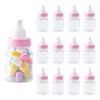 12Pcs Baby Bottle Blue Pink White Plastic Candy Bottle Baby Shower Gift Box Decorations Boys Girls Gender Reveal Party Favors