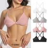 Ladies Sexy Fashion Removable Breathable Threaded Cotton Ribbon Cross Fitness Yoga Bra Women