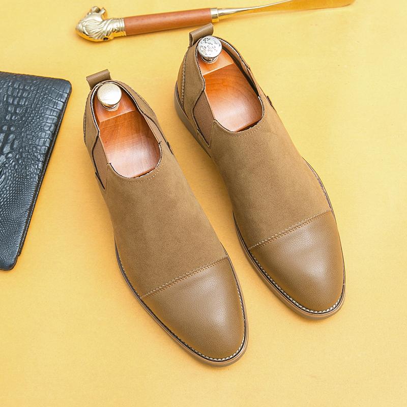 Autumn Winter Hot Selling Men's Ankle Boots Pointed Elegant Dress Shoes Retro Brown Men's High Top Business Leather Shoes