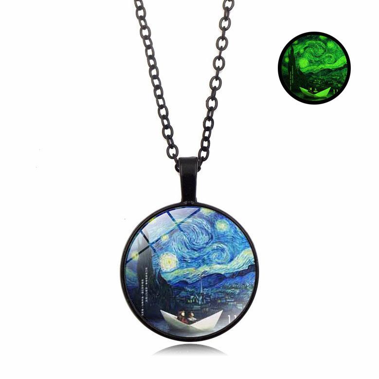 Unisex Gogh Van Starry Night Necklace Inspired By Classic Art And Modern Fashion