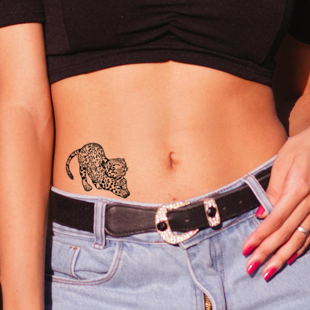 Cute Stretching Tiger Tattoo Sticker Personalized Waterproof Lasting Tattoo Sticker