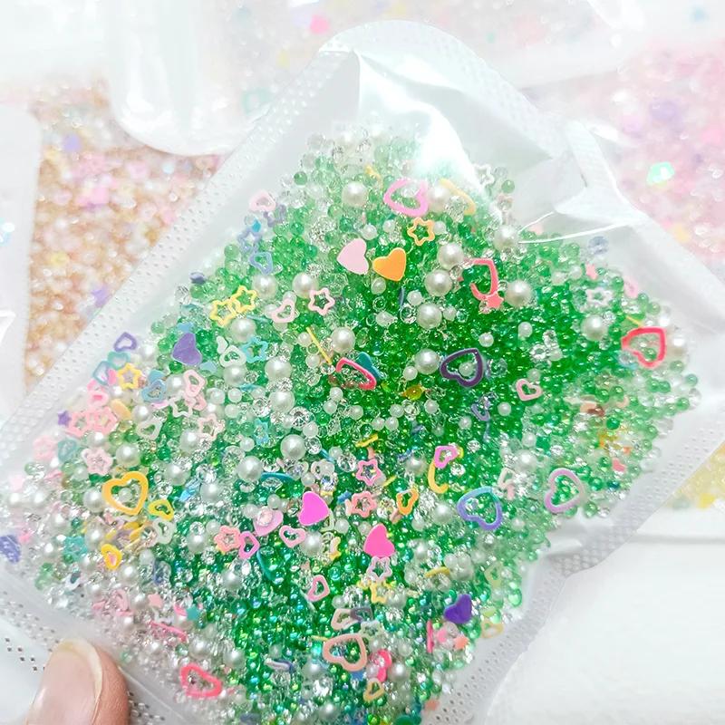 50g/Beutel Gemischte Harz Glitzernde Lochlose Perlen 2mm-7mm Strasssteine Schillernde Perlmuttfarbene Creme Imitation Blase Bastelzubehör