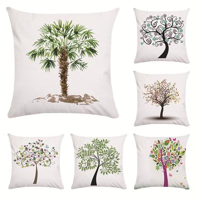Creative Life Tree Pattern Digital Printing Short Plush Pillow Covers For Car Sofa Office Cushion Cover Home Goods