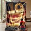 Coperta in Flanella Personalizzata con Nome Testo Lamine Yamal Logo Calcio Coperta Pile Personalizzata Regalo Speciale per Divano Camera da Letto Casa