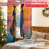 Set Of 2 Flat Printing African Twilight Pattern Chic Curtains Polyester Holiday Ldeal Living Room Bedroom Curtain Ideal For Area