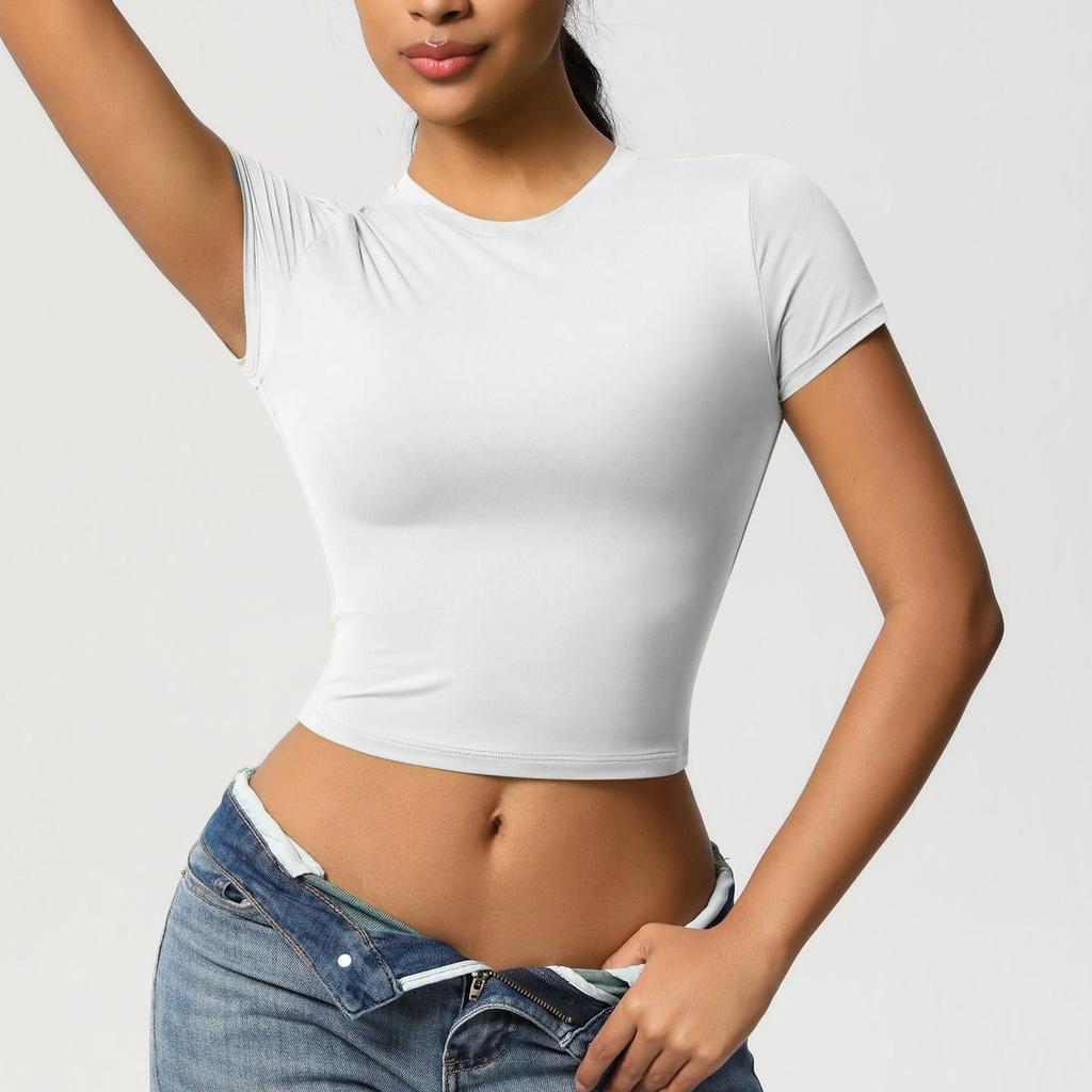 European and American open-navel short-sleeved T-shirt women, summer new large-size short Spice Girl top
