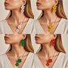 Boho Floral Earring Necklace Set Women Alloy Flower Pendant Jewelry With Enamel Finish Sweet Style