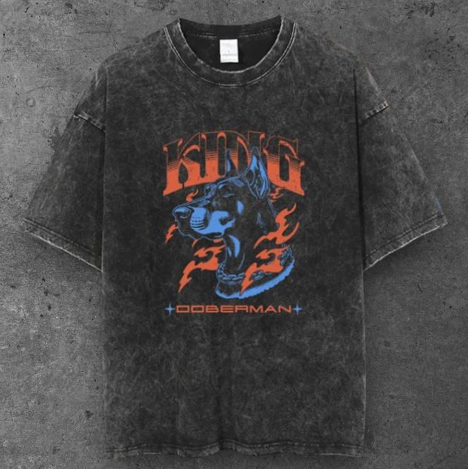 Unisex King Doberman Graphic T Shirt Black Y2K Grunge Aesthetic S-2XL S разноцветный