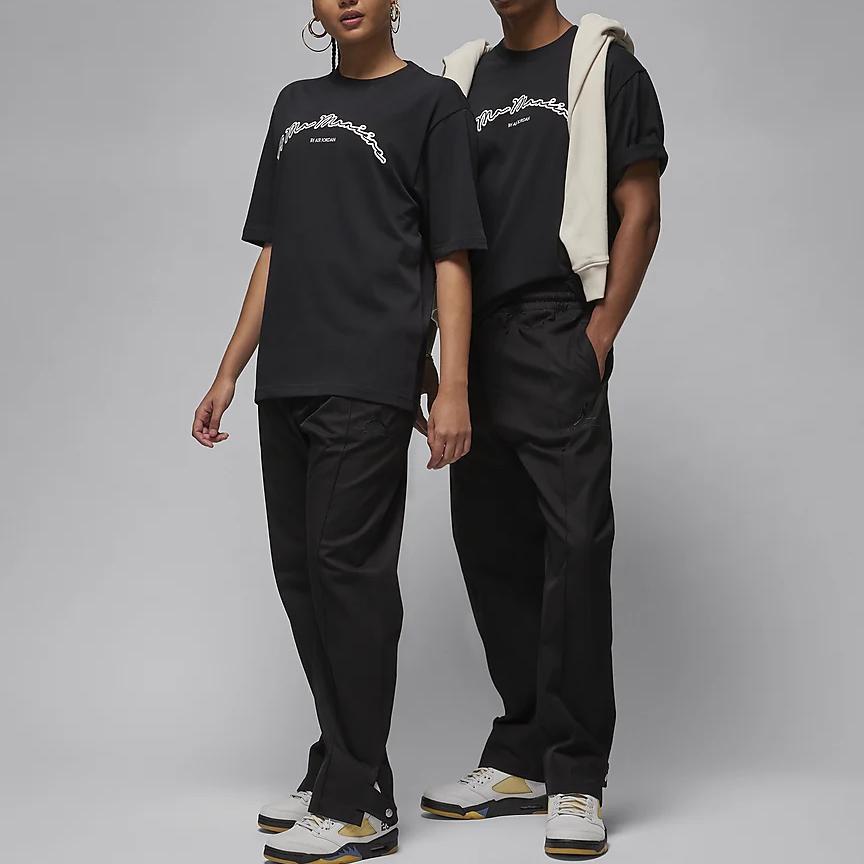 Jordan X A Ma Maniére Embroidered Logo Print Crew Neck Short Sleeve T-Shirt Unisex Tops Black FN0610-010